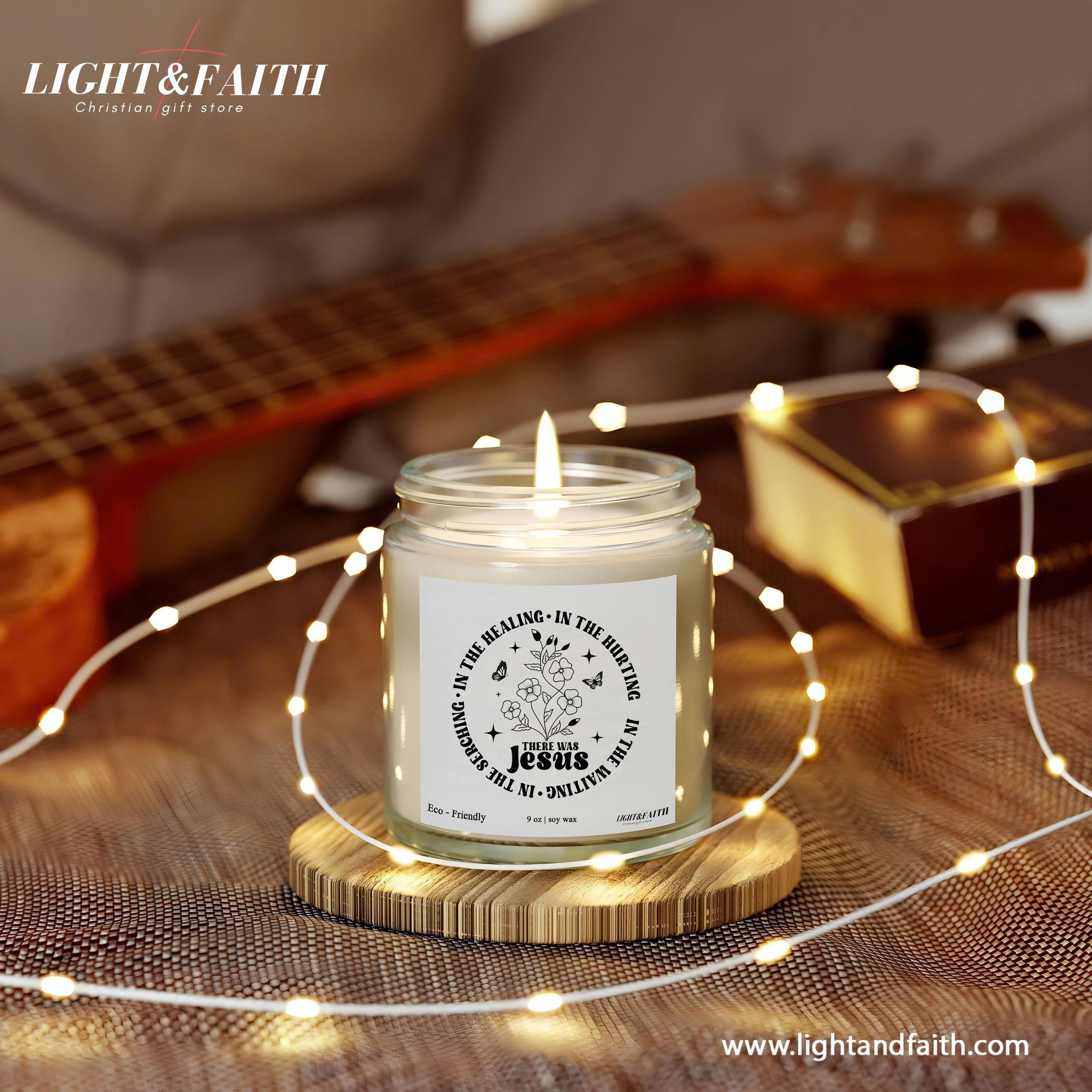 There Was Jesus Candle, In the Searching, Healing, Hurting, Inspirational Christian Candle, Uplifting Gift for Faith and Comfort CDLAF34